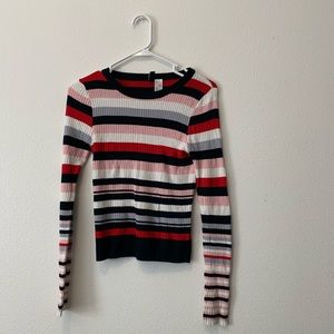 Tight Fitting Striped Sweater